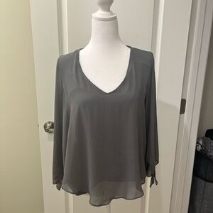 Gray Tie Sleeve Flowy Thalia Sodi Blouse Size Medium